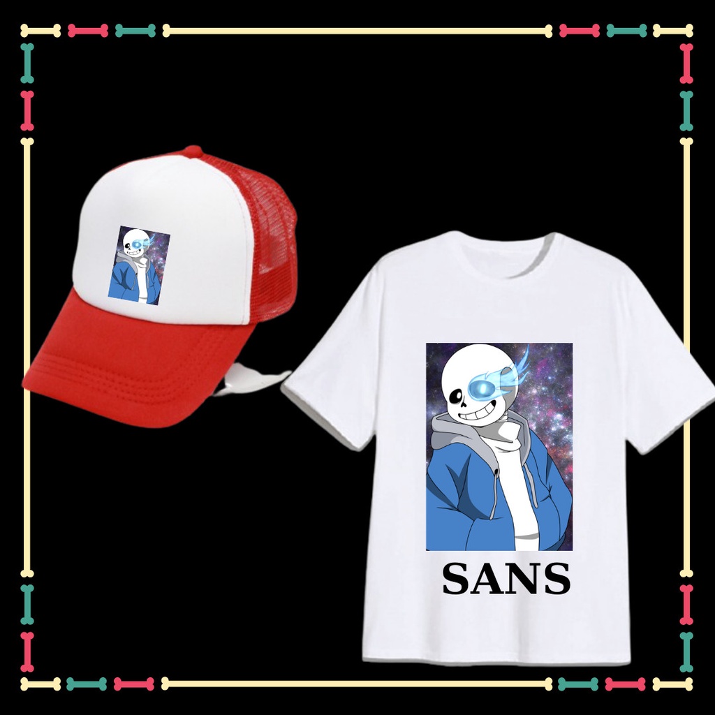 COMBO ÁO + NÓN IN HÌNH SANS- BIỆT ĐỘI GANGSTER CHO BÉ TRAI, BÉ GÁI