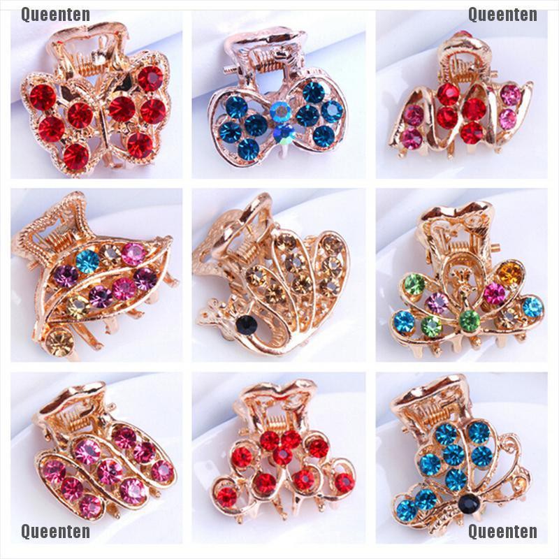 ★Queen★Style New Crystal Flower Mini Hair Claw Clamp Hair Clip Hair Pin