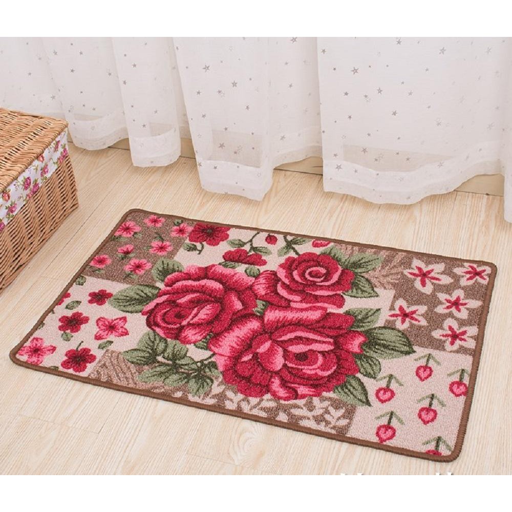 Thảm chùi chân cao cấp hoạ tiết hoa 3D 40x60cm (Giao mẫu ngẫu nhiên)