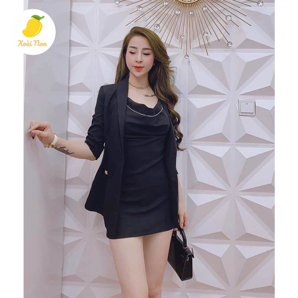 Xoài Non Đầm váy dáng ôm tổng tài có áo vest siêu xinh tôn dáng cho nàng thời trang dạo phố, dự tàu