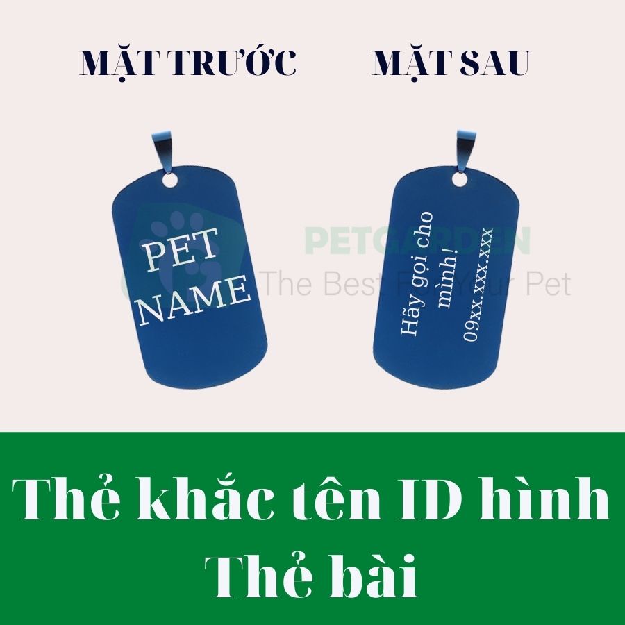 Thẻ Tên ID Thú Cưng - Bảng Tên ID Cho Chó Mèo Hình Thẻ Bài PetTag Petgarden (khắc laser theo yêu cầu)