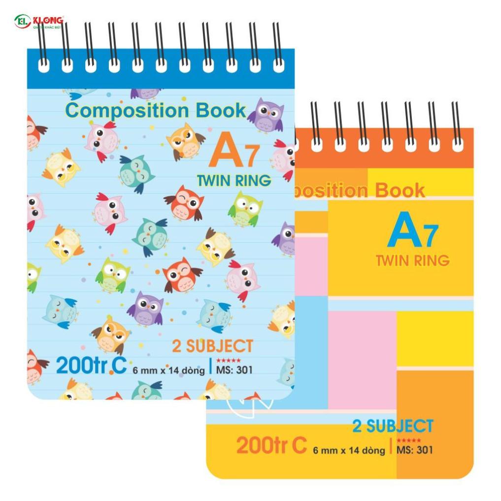 (Combo 5 cuốn) Sổ lò xo kép KLONG A7 200tr Bìa Nhựa KLONG; MS: 301