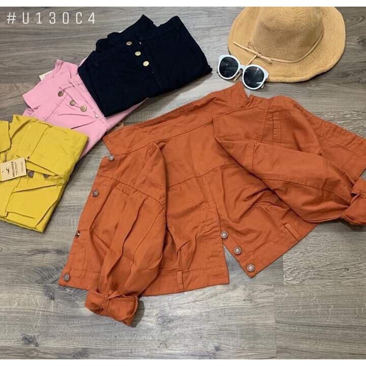 Áo Khoác Kaki Nữ Form Lửng Nút Kiểu Sau Lưng Cao Cấp KK026 Khoác JEAN Kaki Nữ