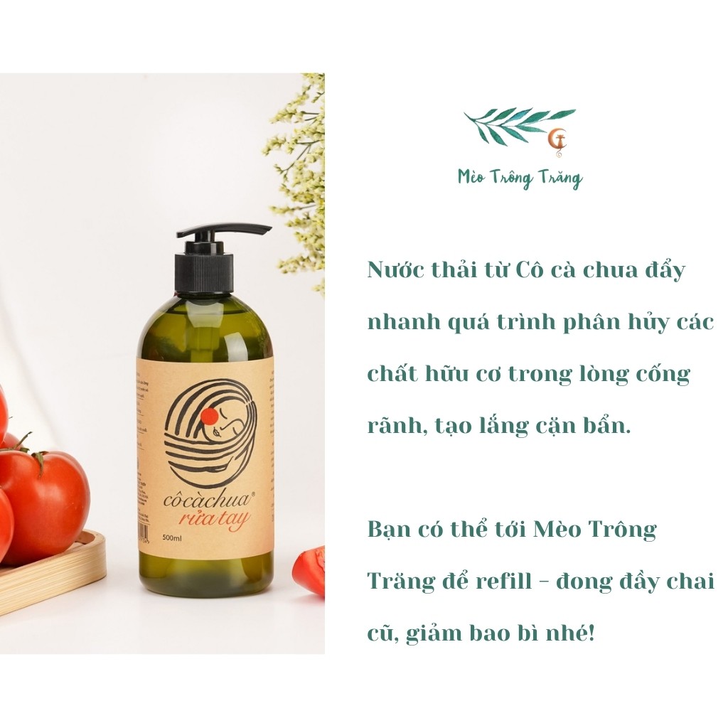 Nước rửa tay lên men sinh học CÔ CÀ CHUA xà phòng xà bông sát diệt khuẩn an toàn mềm mại da tay, tinh dầu lavender 500ml