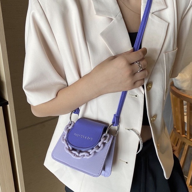 Túi đeo chéo nữ mini phối màu Fashion & Bag