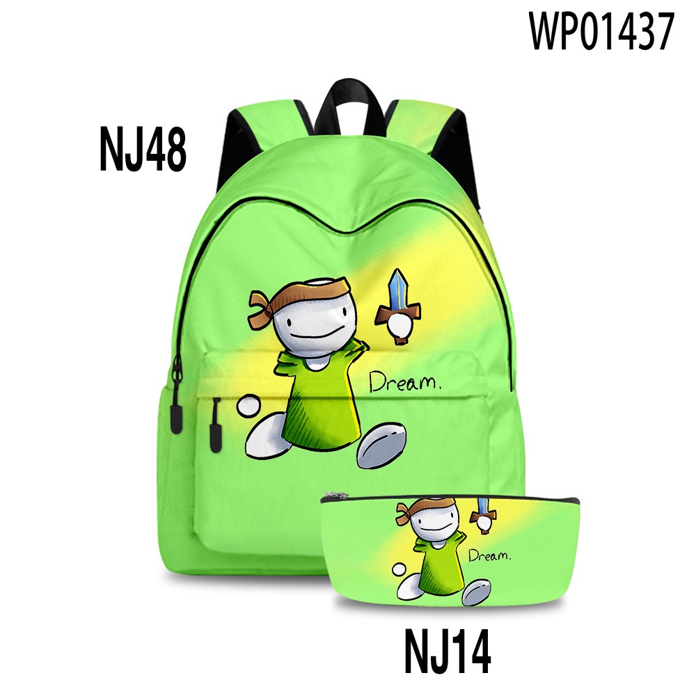 Set Ba Lô Đi Học + Hộp Bút Họa Tiết Minecraft 3D Dễ Thương Cho Bé