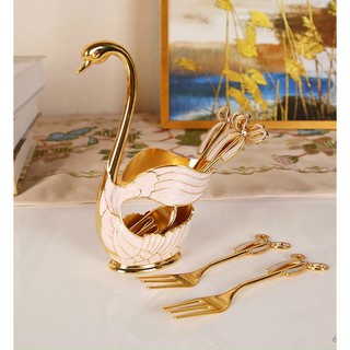 [ SUPER SALES ĐÓN TẾT 2021 ] Lọ đựng dĩa, thìa khuôn đúc thiên nga làm bằng sứ cao cấp nhập khẩu chính hãng