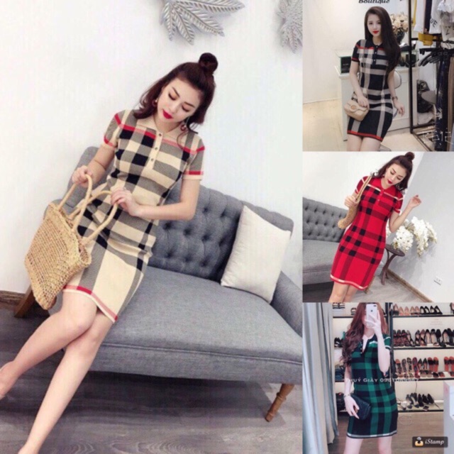 New Đầm len kẻ siêu đẹp DL01