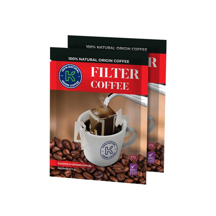 [Chính Hãng] Hộp Cà phê phin giấy K Coffee Filter 105g - Cà phê nguyên chất - Vị tự nhiên