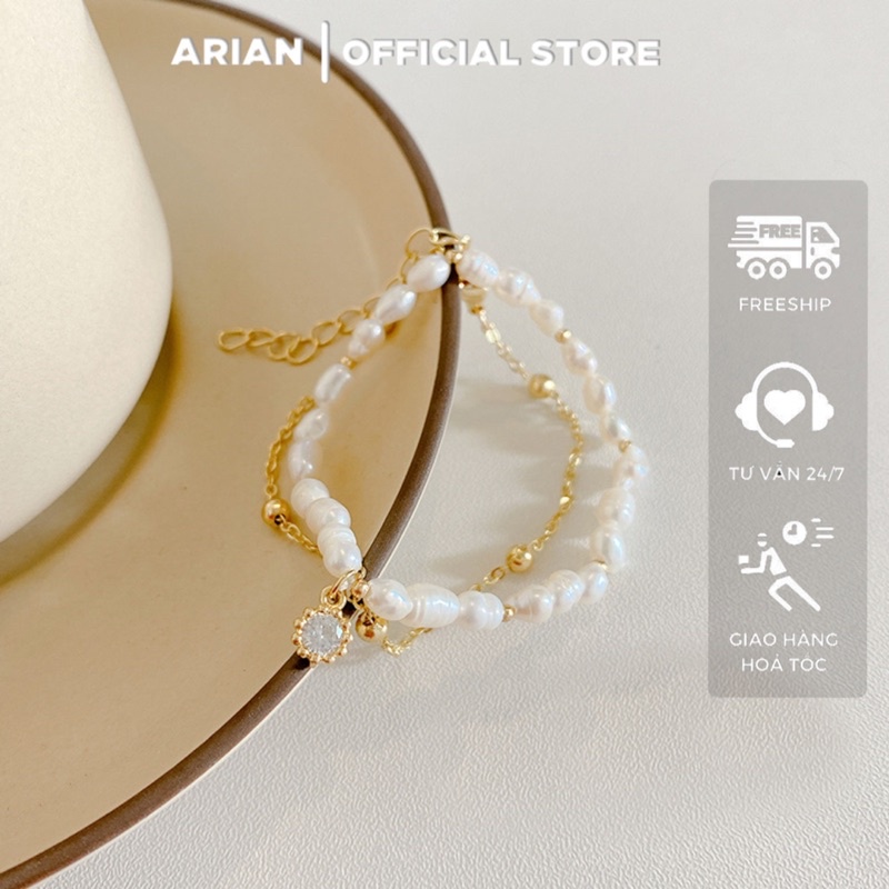 Lắc tay Arian Accessories ngọc trai nhân tạo. Vòng tay bạc