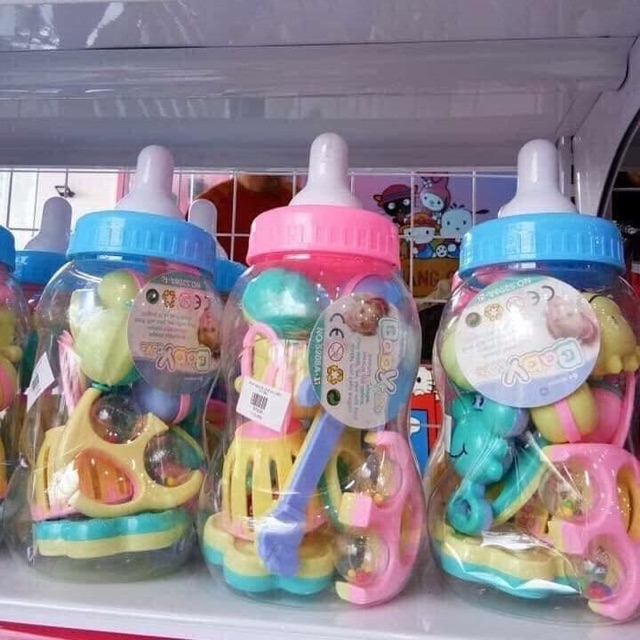 Bộ 9 xúc xắc bình ty baby toys màu dịu nhẹ cho bé