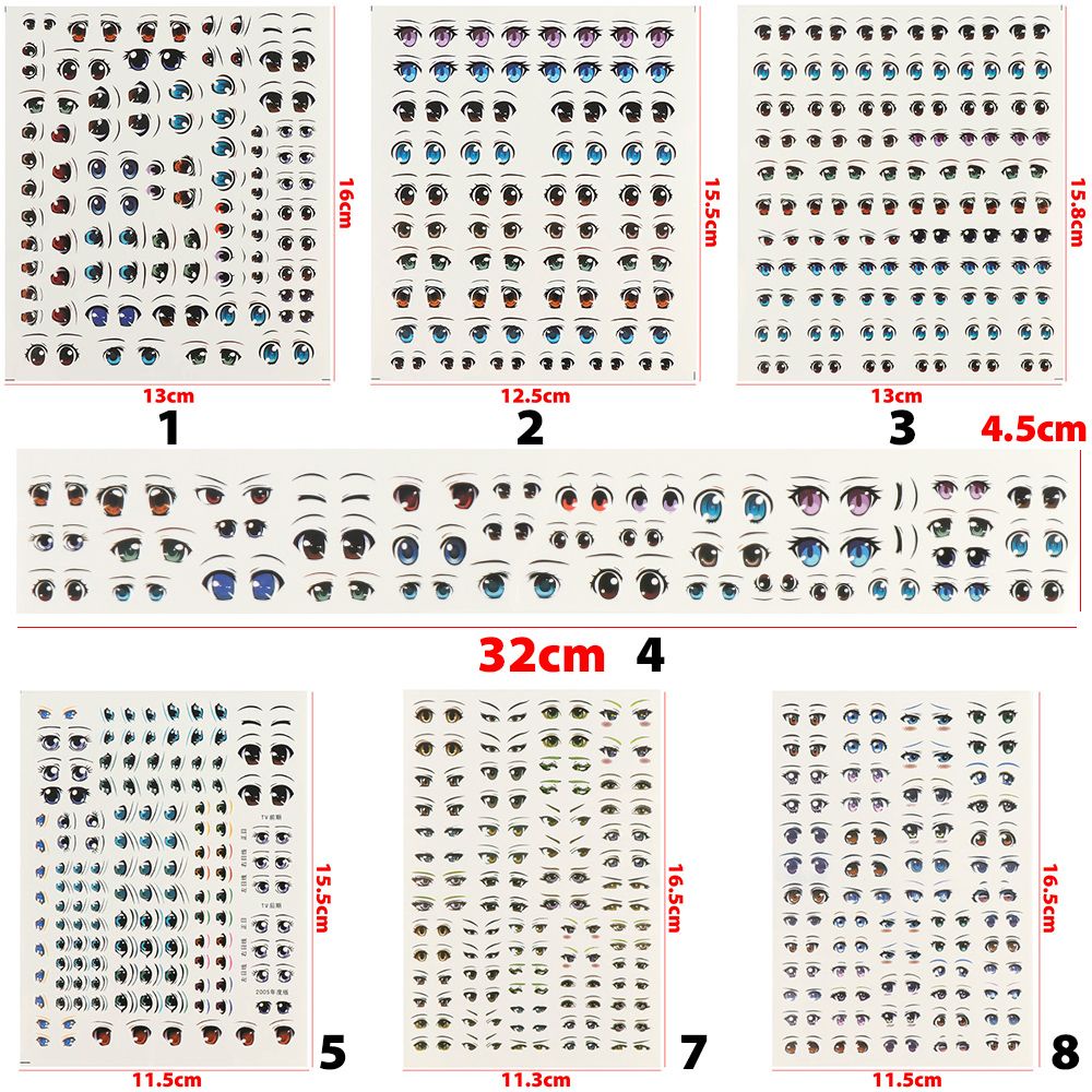 1 tờ miếng dán mắt hoạt hình đa phong cách chất lượng cao