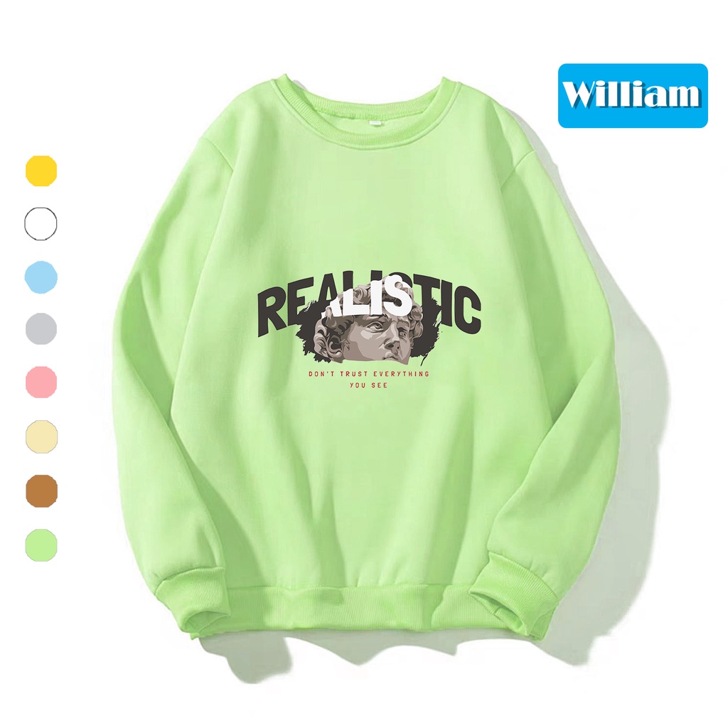 Áo sweater nam nữ in hình REALISTIC cực xịn chất nỉ dày dặn, hợp làm áo cặp William - DS194