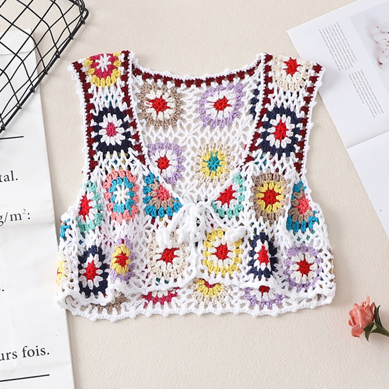 Brroa Áo Croptop Không Tay Họa Tiết Kẻ Sọc Nhiều Màu Sắc Phong Cách Boho Cho Nữ
