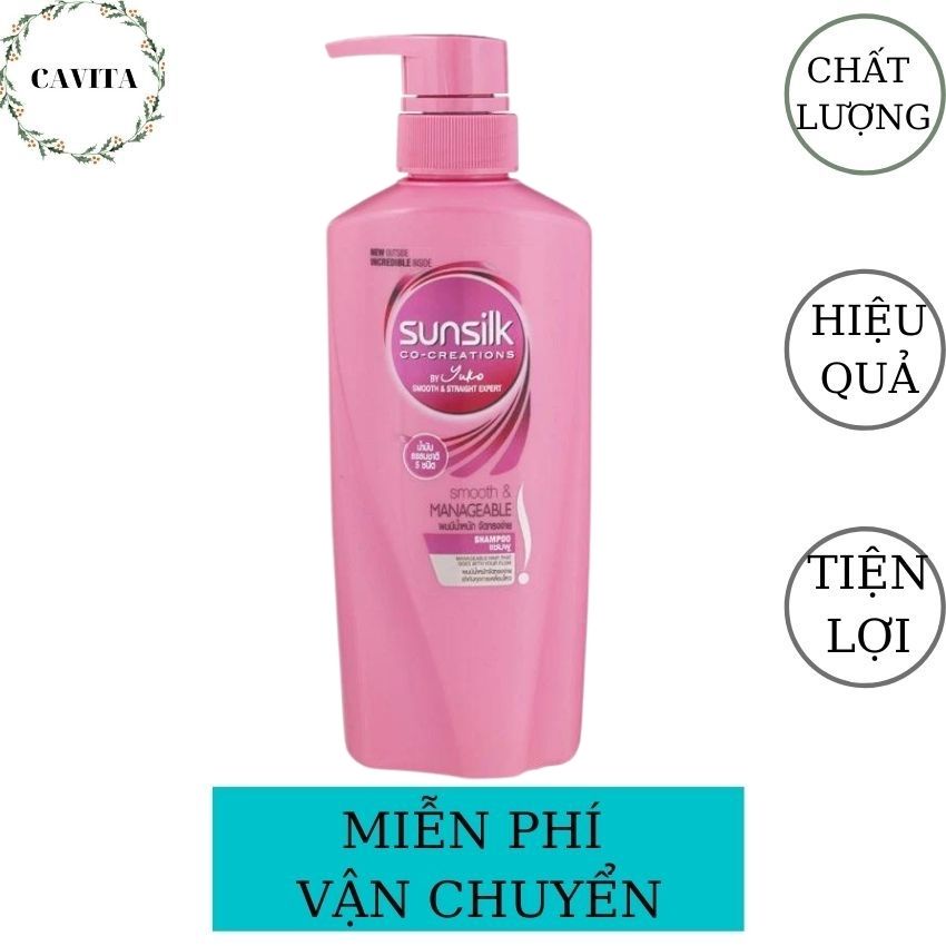 Dầu Gội Sunsilk Mềm Mượt 400ml-450ml Thái Lan CAVITA giúp nuôi dưỡng tóc dài, dày, óng mượt suốt ngày dài