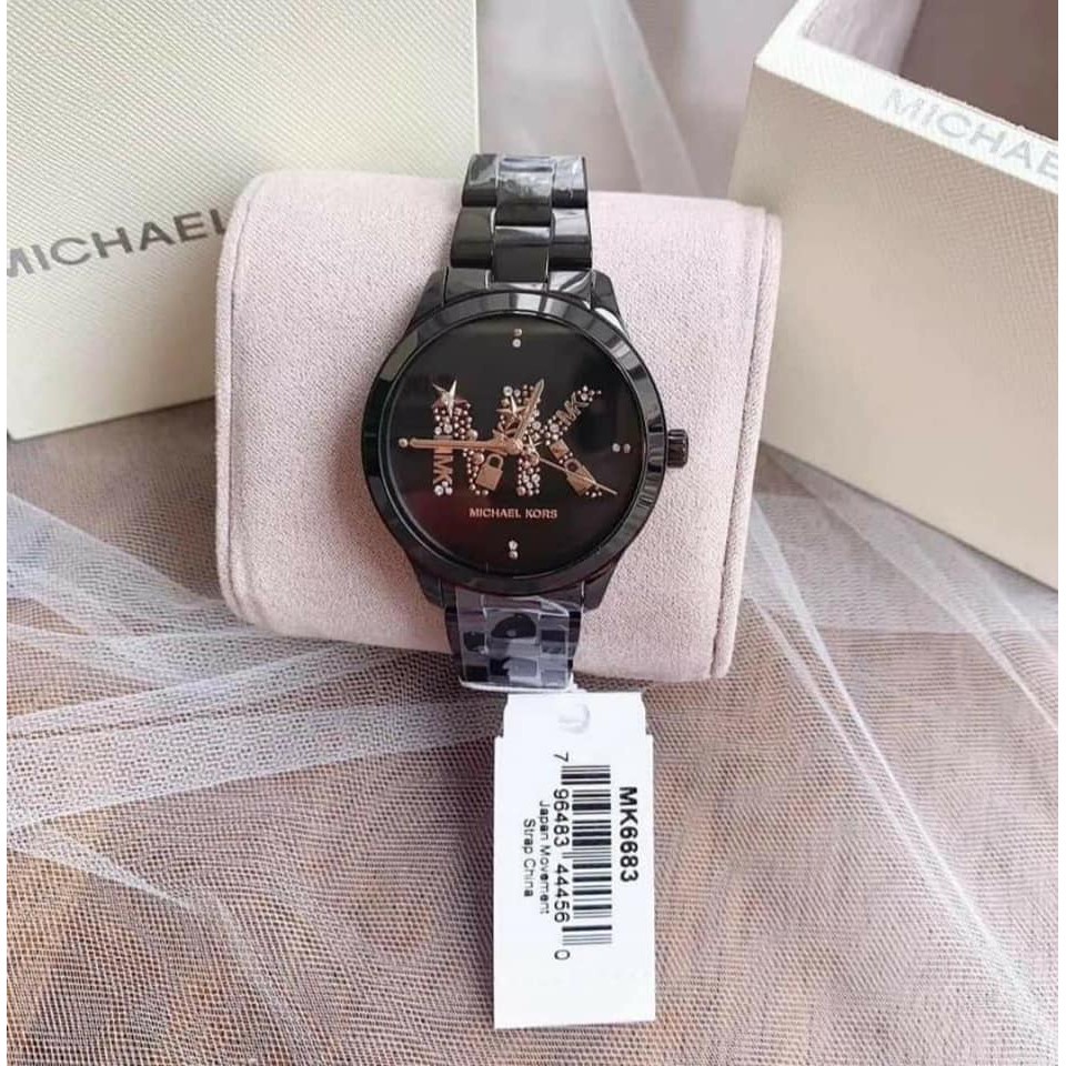 Đồng hồ nữ cao cấp Michael Kors Runway Black-Tone Watch MK6683-Auth-Luxury diamond watch