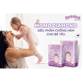 Bỉm tã dán/quần MOMO DIAMOND ORGANIC S64/ M60/L54/XL50/XXL48/XXXL46 tinh chất hoa anh đào