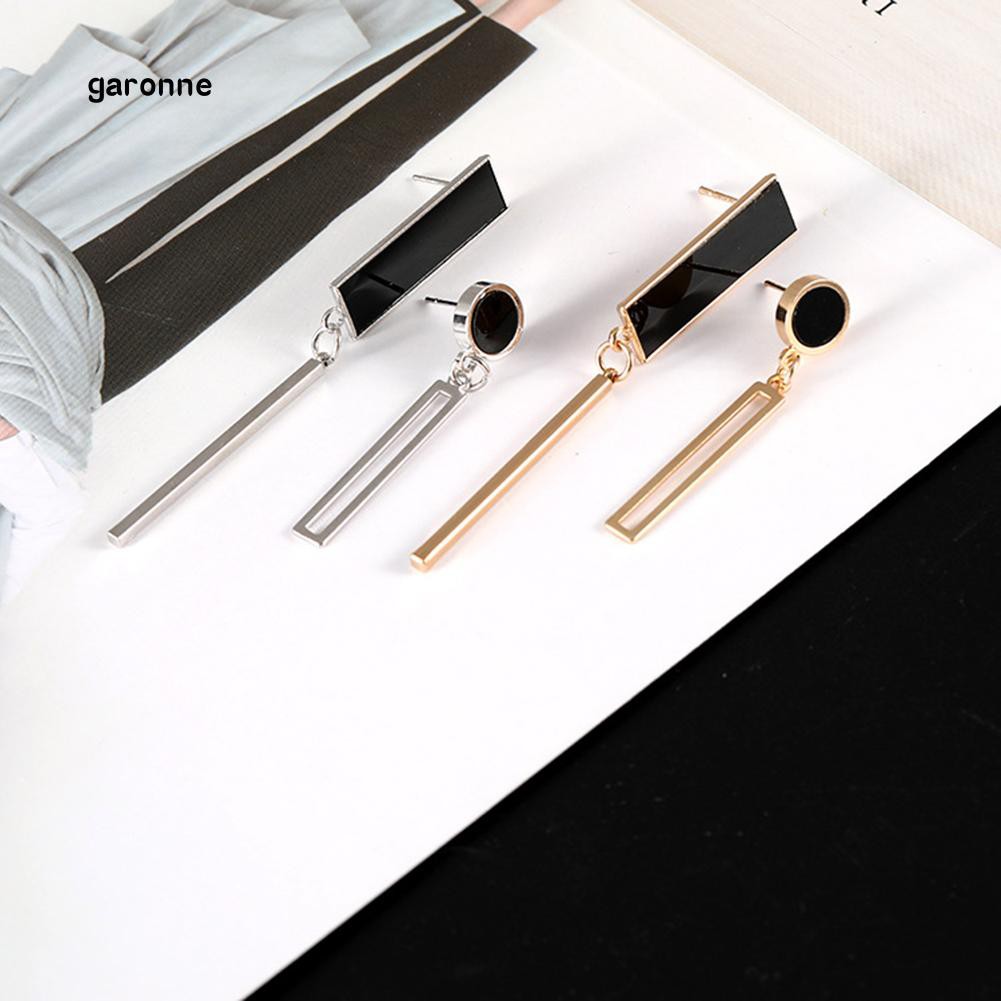 Bông tai mặt chữ nhật kiểu bất đối xứng phong cách thời trang