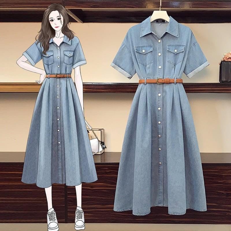 Váy Bò Nữ Cá Tính , Kèm Đai Thắt Lưng, Chất Bò Giấy Thoáng Mát Co Giãn Kandy Shop V88