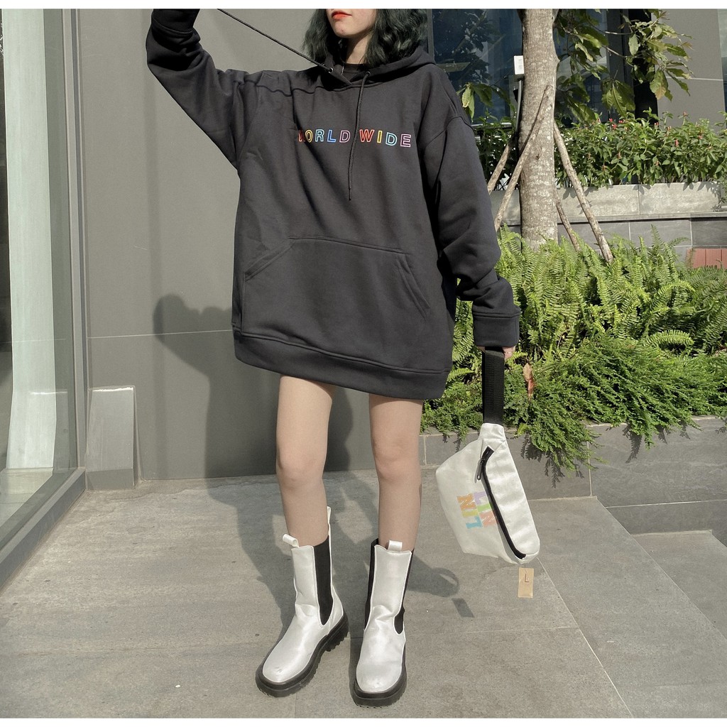 Áo khoác nỉ form rộng WORLDWIDE ulzzang (Ảnh Thật) | BigBuy360 - bigbuy360.vn