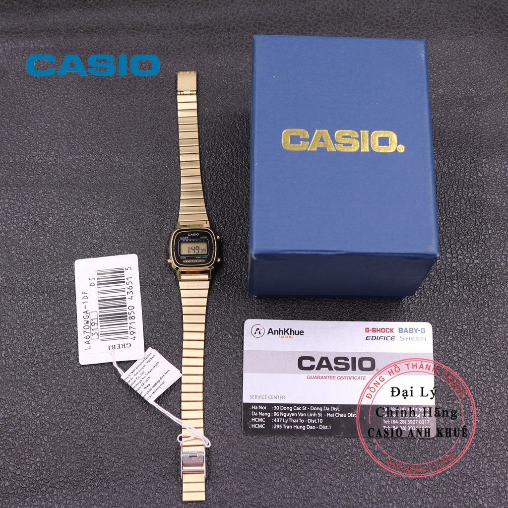 Đồng hồ điện tử nữ Casio LA670WGA-1DF dây kim loại