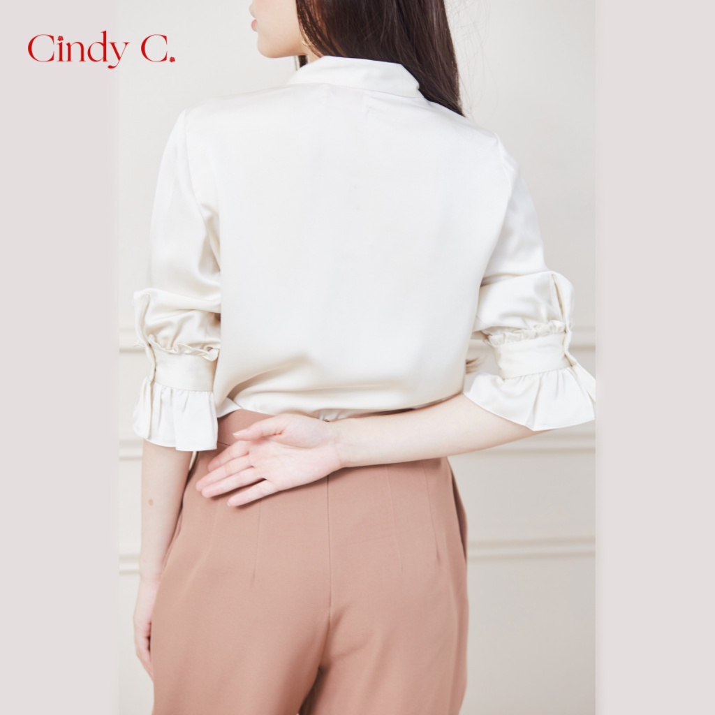 Áo ngắn tay Fergus CINDY C chất liệu Silk thiết kế thanh lịch nữ tính 627