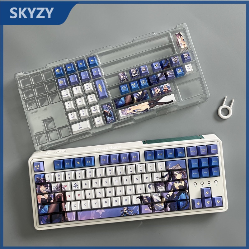 Keqing Keycap Cherry Hồ sơ Genshin Impact Anime PBT Dye Sub Bàn phím cơ học Keycap