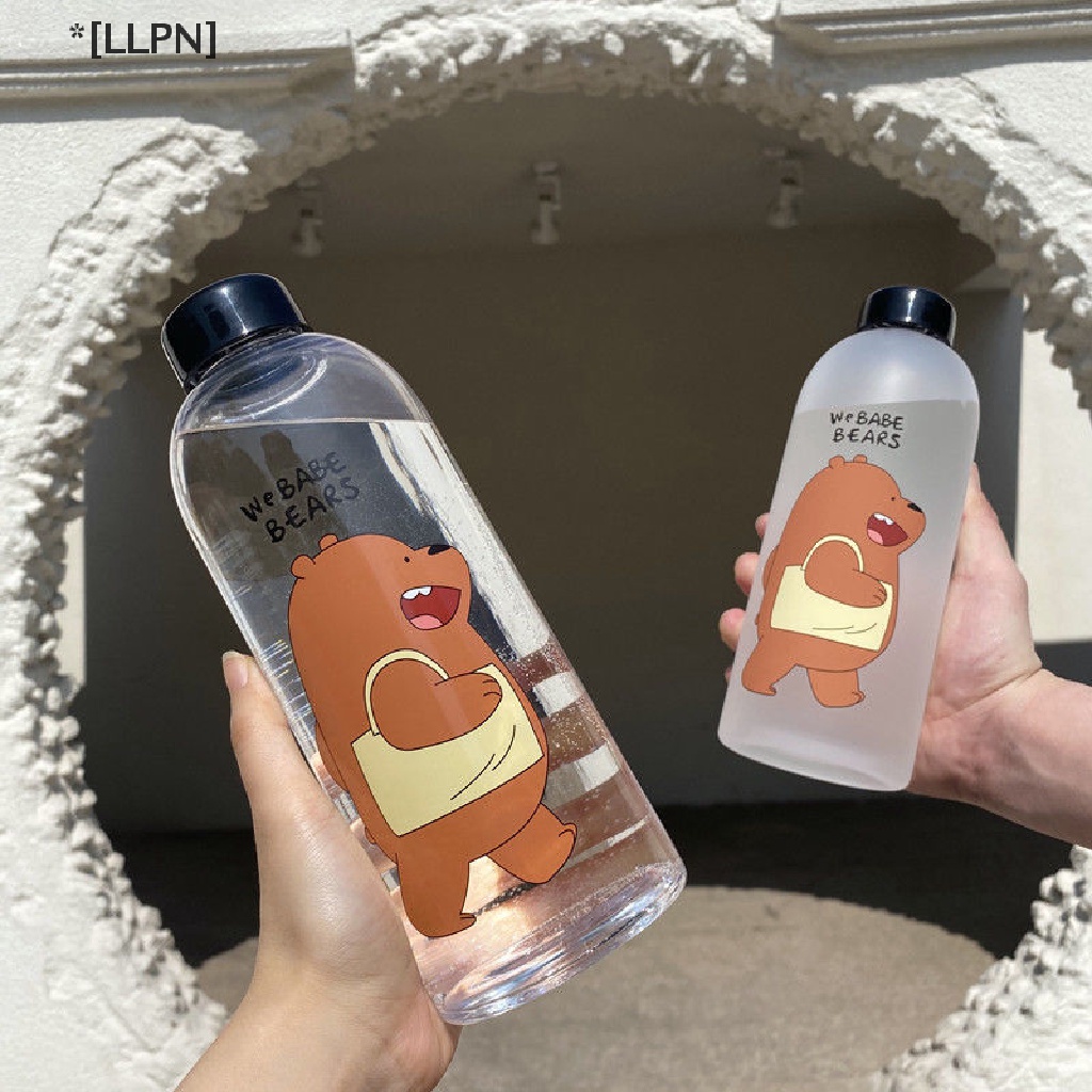 Bình nước nhựa trong suốt/ mờ hình gấu trúc hoạt hình dễ thương 1000ml