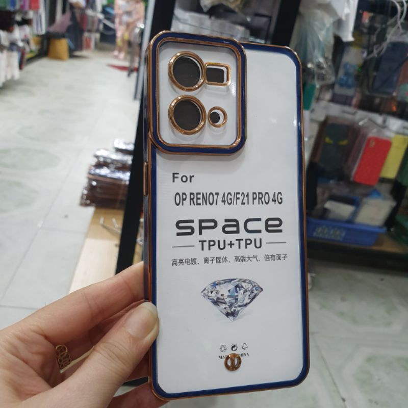 Ốp lưng Oppo Reno 7 4G dẻo viền xi màu lưng trong có bảo vệ camera