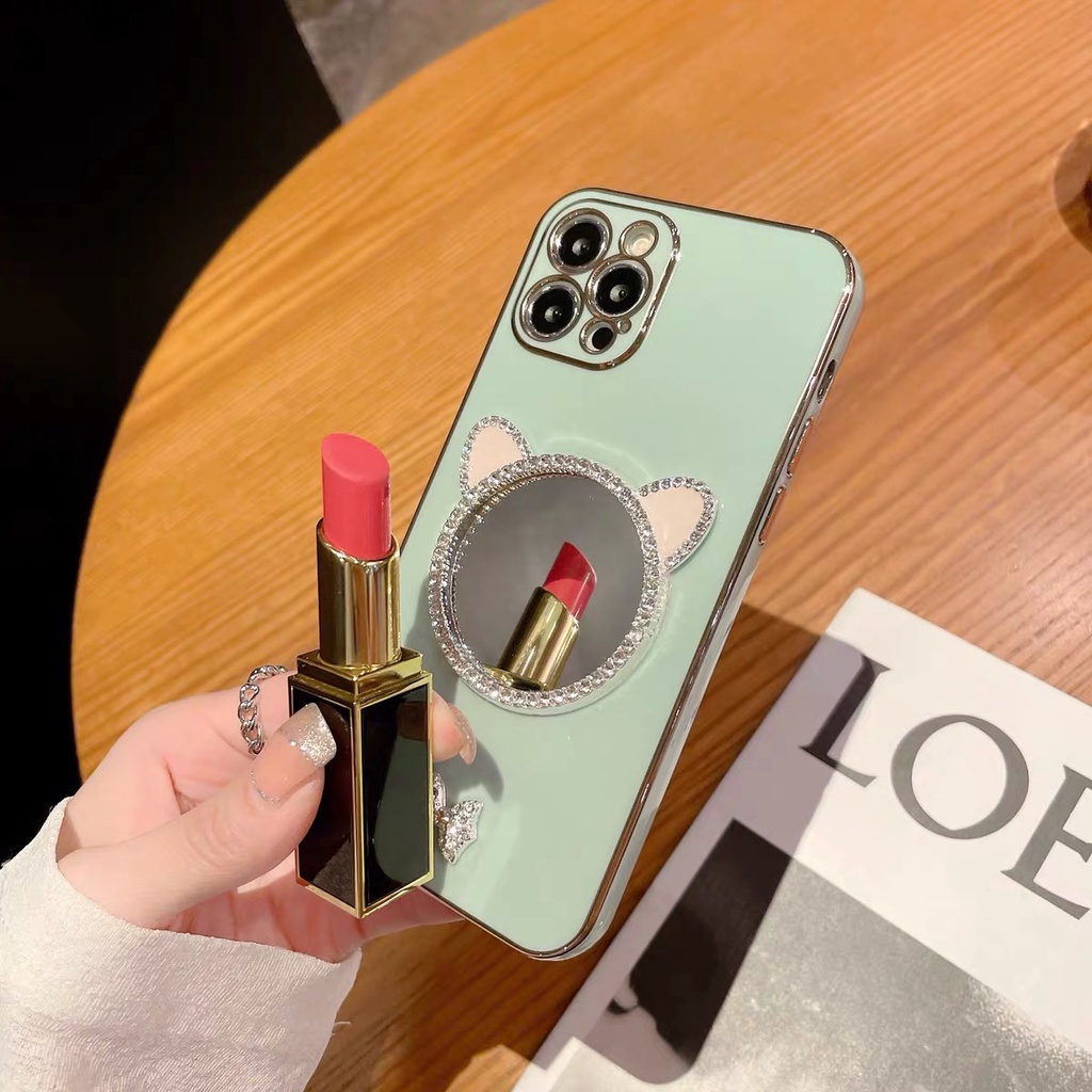 Ốp Điện Thoại Tráng Gương Mạ Điện Hình Tai Mèo Cho iphone 12 pro max 11 pro max xs max xr x 7 8 plus