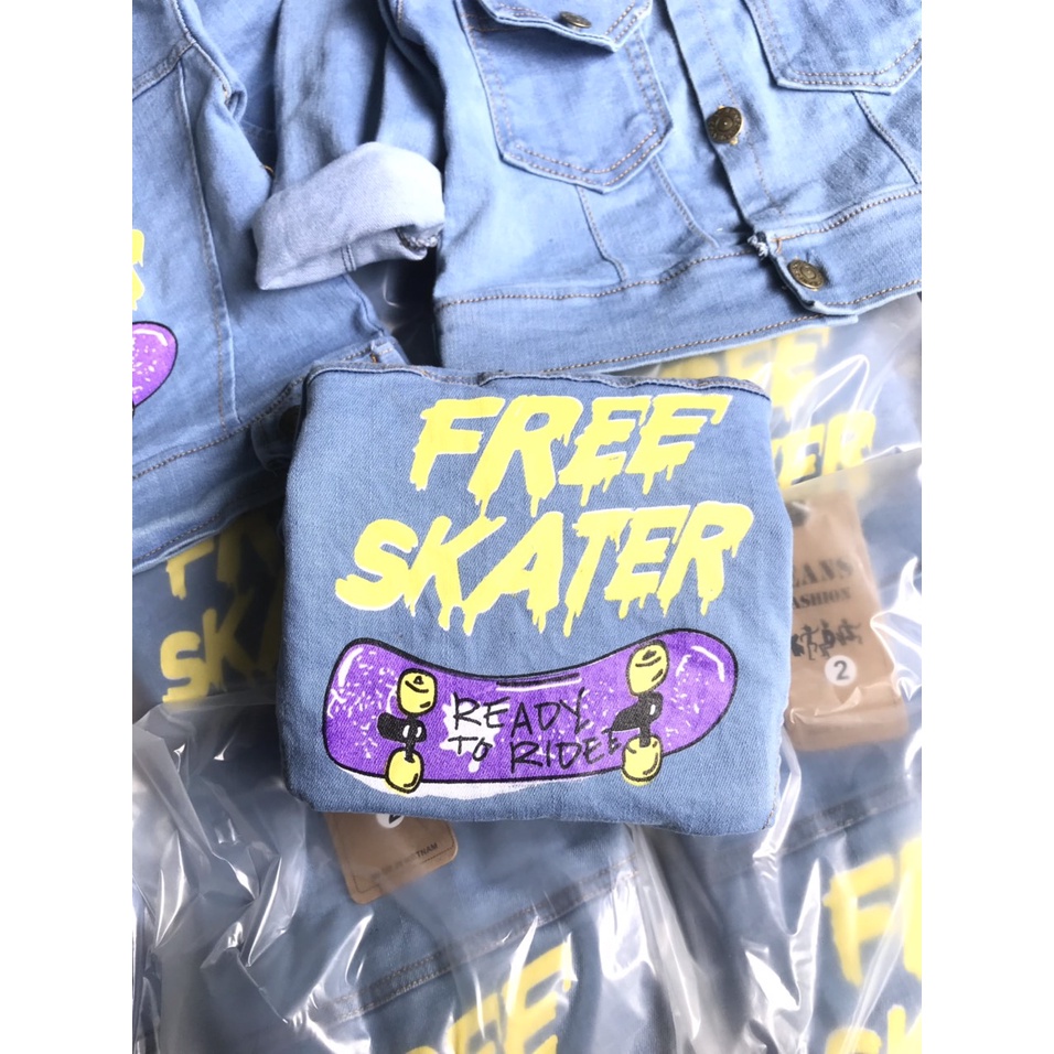 Áo khoác bò hình ván trượt cho bé 10-22kg