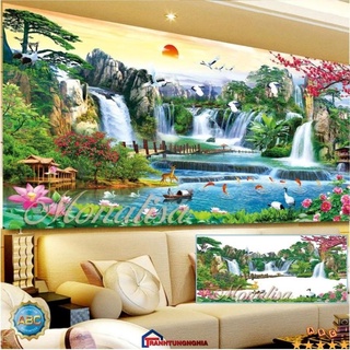 Tranh đính đá, tranh thêu chữ thập phong cảnh tuyệt tác thiên nhiên LV430 LV431 LV432 LV3317 LV3318