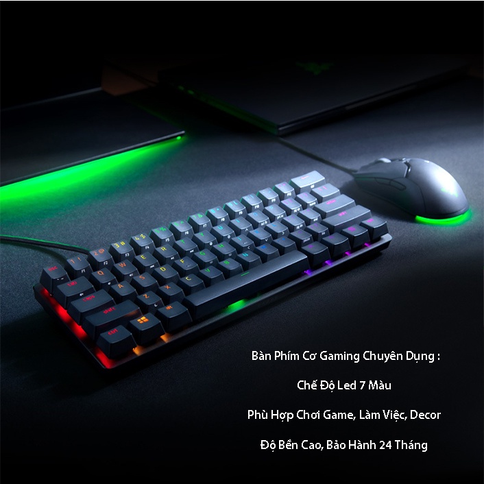 Bàn phím Led K401 tích hợp 61 Phím Nhỏ Gọn Với 3 Chế Độ Led chức năng Chơi Game, làm việc