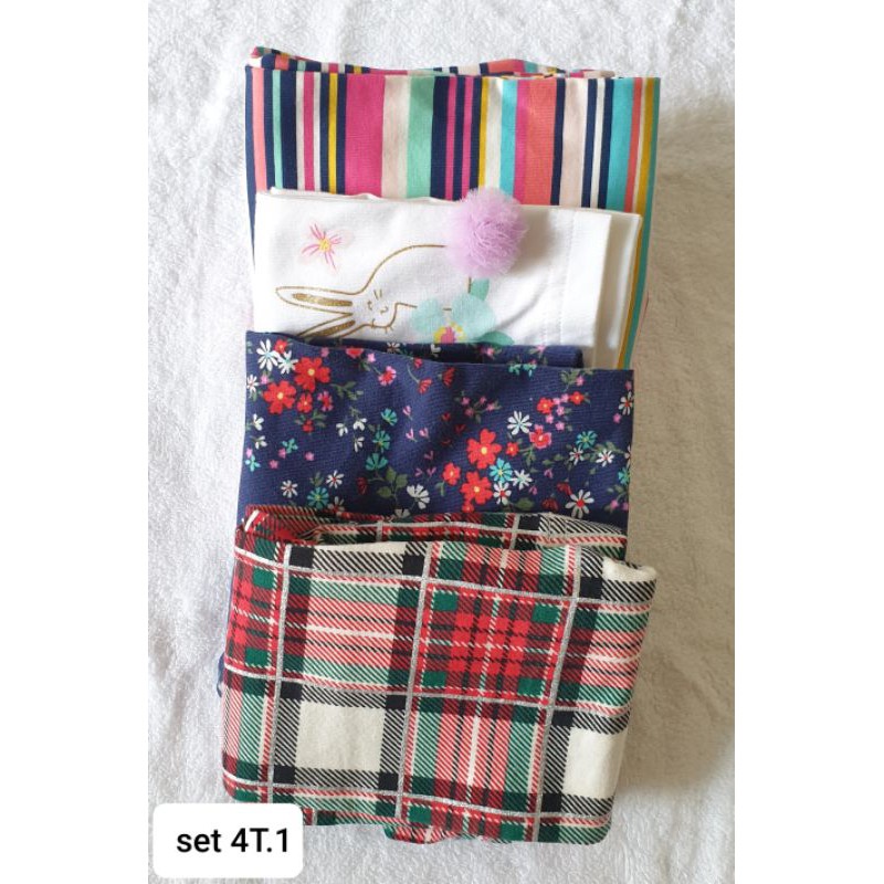 Set 4 quần legging cotton các hãng Carter's, Gap, H&M cho bé gái từ 3 tháng đến 7 tuổi, BUNKID