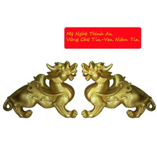 Cặp Tỳ Hưu phong thủy đá poly vàng cặp hai con đực cái size lớn - CKHV30