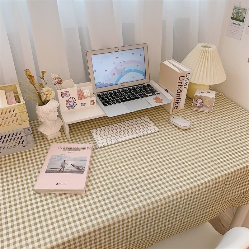 Web celebrity girl heart book cloth ins grid table art student dormitory desk mat picnic blanket rectangle