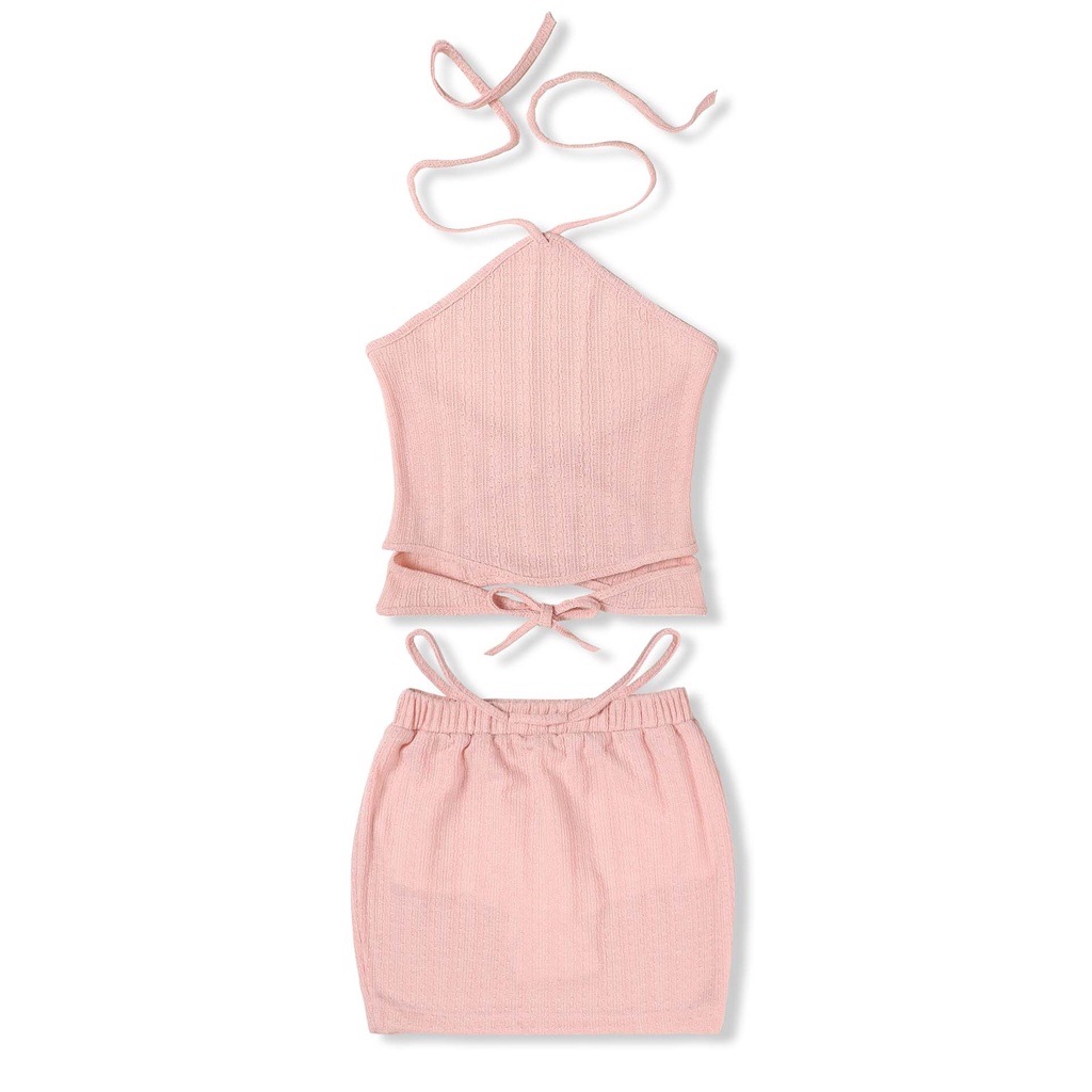 Set Nữ Crochet Halter , Chất Thun Gân Mỏng Thoải Mái , WSD000368 , SOMEHOW