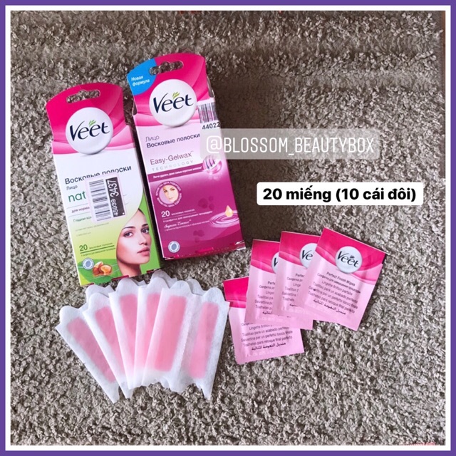 [20 miếng] Wax kem tẩy lông ria mép, mặt Veet