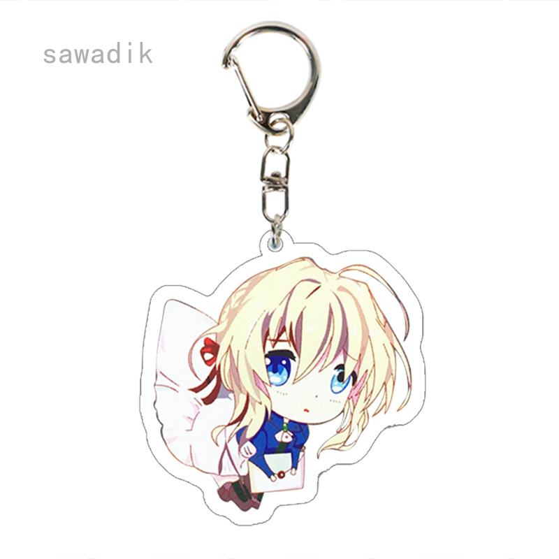 Anime Violet Evergarden Acrylic Pendant Keychain Key Rings Phone Charm Cosplay