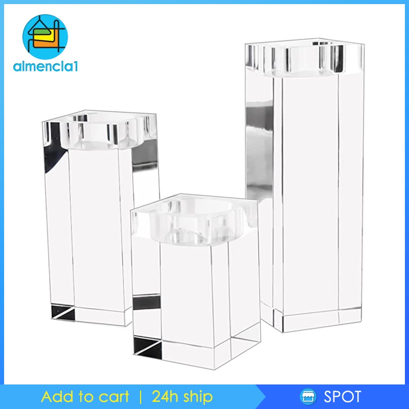 [ALMENCLA1] 3Pcs Tealight Holder Cubic Romantic Candles Stand Housewarming Gift Ornament