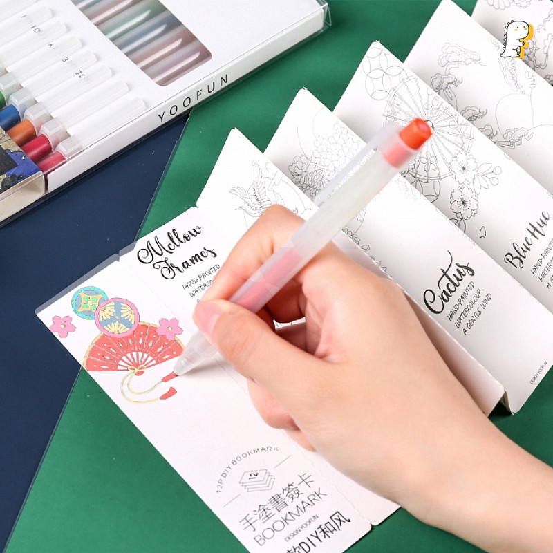 Set 9 bút gel màu Yoofun kèm bookmark