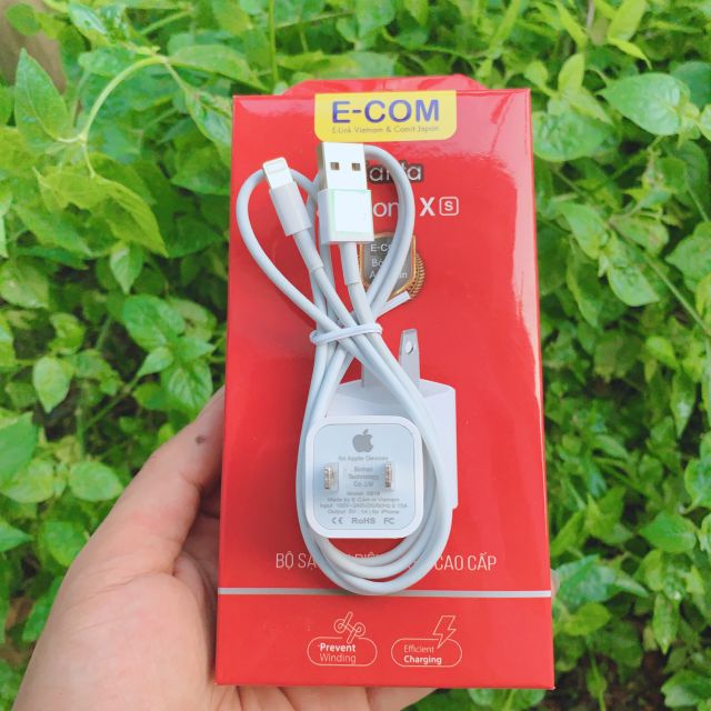 BỘ SẠC IPHONE XS VUÔNG CHÍNH HÃNG E_COM ( BẢO HÀNH 12 THÁNG)
