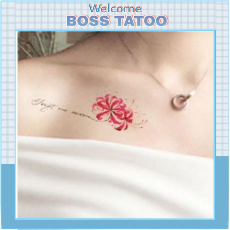 Hình xăm dán tattoo hoa bỉ ngạn H20.Xăm dán tatoo mini tạm thời, size <10x6cm