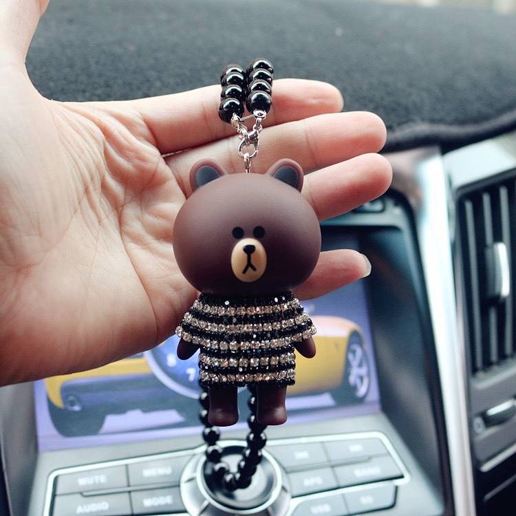 Automobile Hanging Ornament Cartoon Cute Rearview Mirror Hangings Brown Bear Cony Rabbit Car Pendant Car Accessories Supplies MiGB