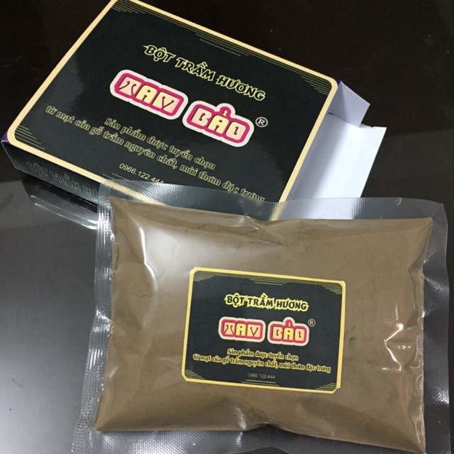 Bột xông trầm hương - hiệu TAM BẢO 110gram được làm từ nguyên liệu trầm hương nguyên chất
