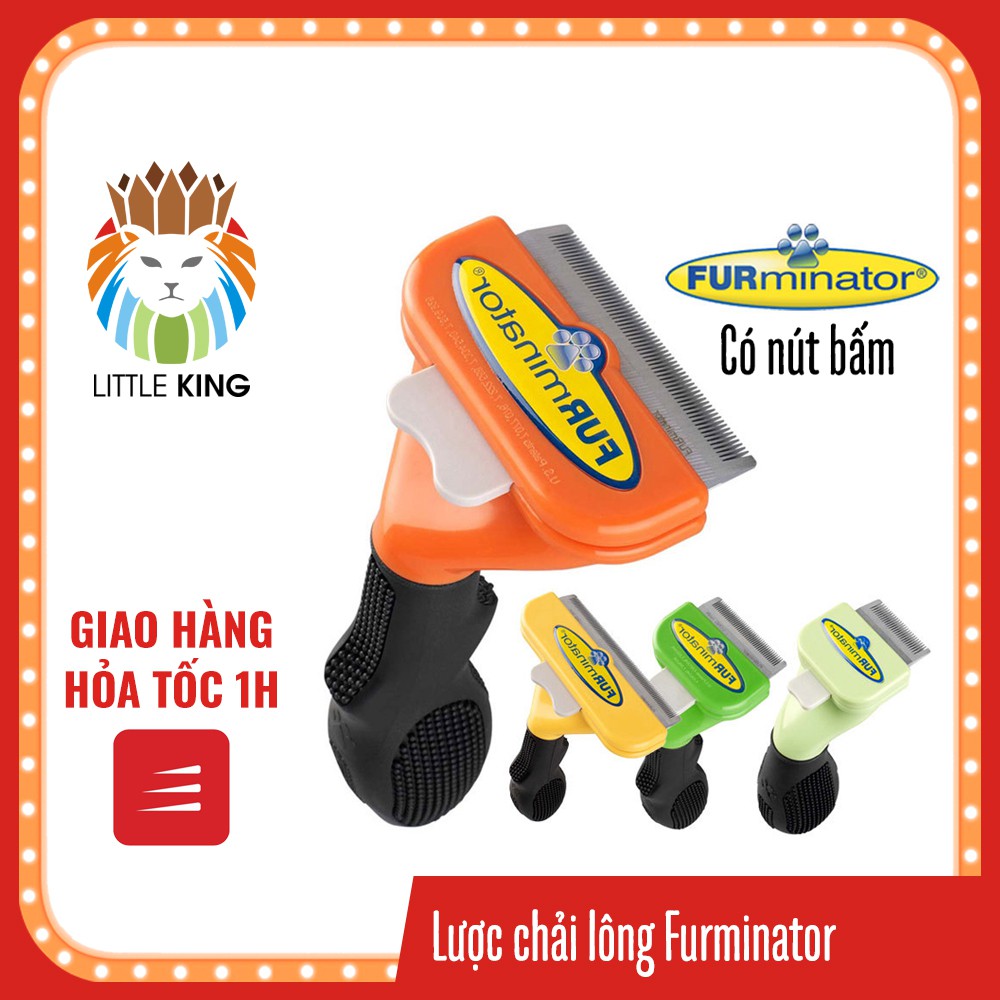 Lược chải lông cho chó mèo deShedding Furminator có nút bấm Little King pet shop