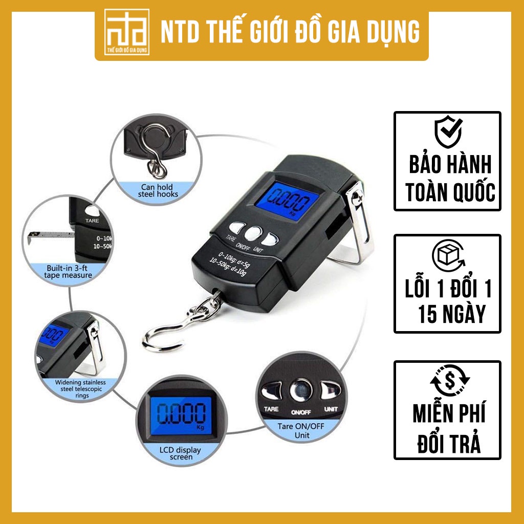◊♠▥Cân điện tử cầm tay kèm thước đo mini tối đa 50kg DC4234 | NTD thế giới đồ gia dụng