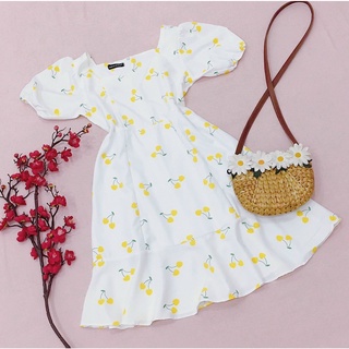 Đầm váy freesize cherry vàng cúp ngực