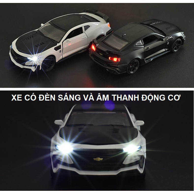 Xe mô hình Chevrolet Camaro tỉ lệ 1:32 bằng kim loại có âm thanh và đèn xe đồ chơi trẻ em