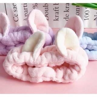 Băng đô Turban tai gấu rửa mặt vải lông mịn